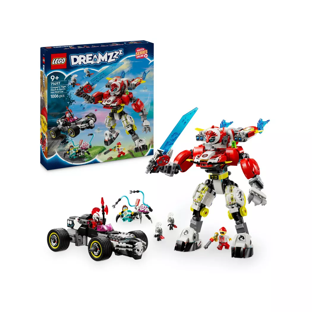 LEGO® DREAMZzz 2in1 Cooper’s Tiger Mech & Zero’s Hot Rod Car 71497