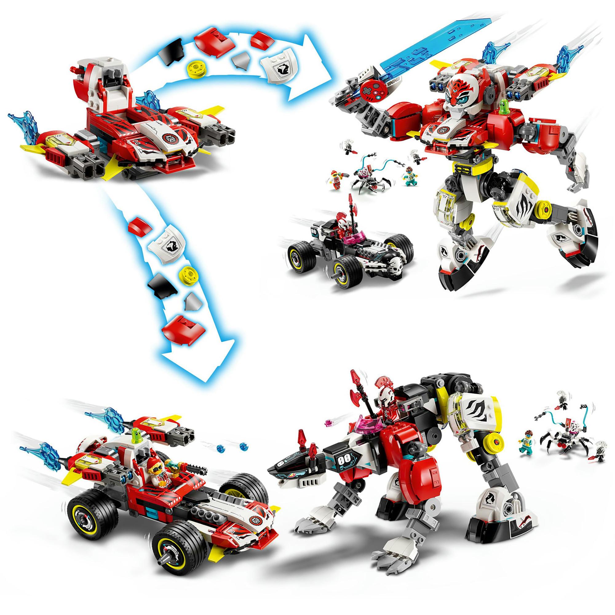 LEGO®  71497 Robot-tigre de Cooper et bolide de Zero 