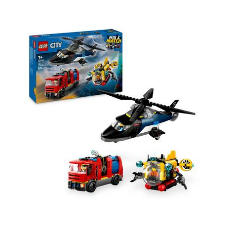 LEGO®  60462 Hélicoptère, camion de pompiers et sous-marin modulable 