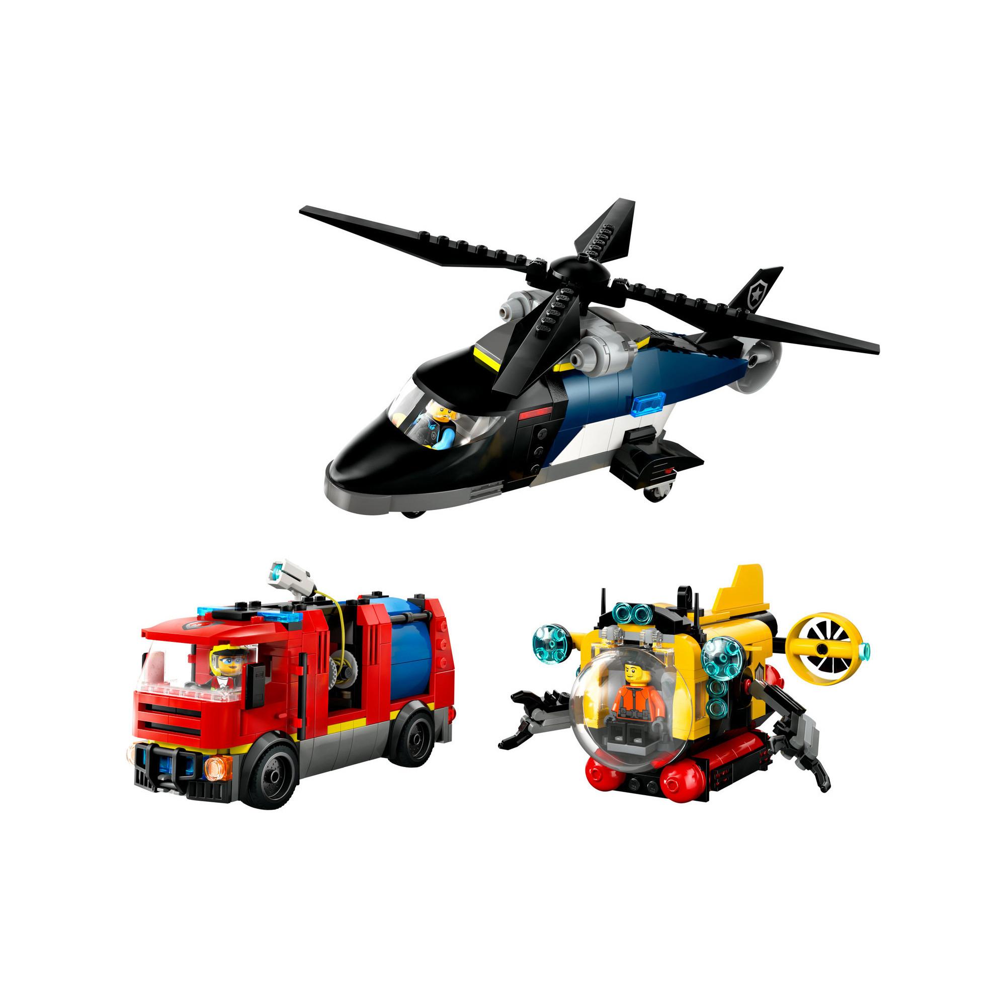 LEGO®  60462 Hélicoptère, camion de pompiers et sous-marin modulable 