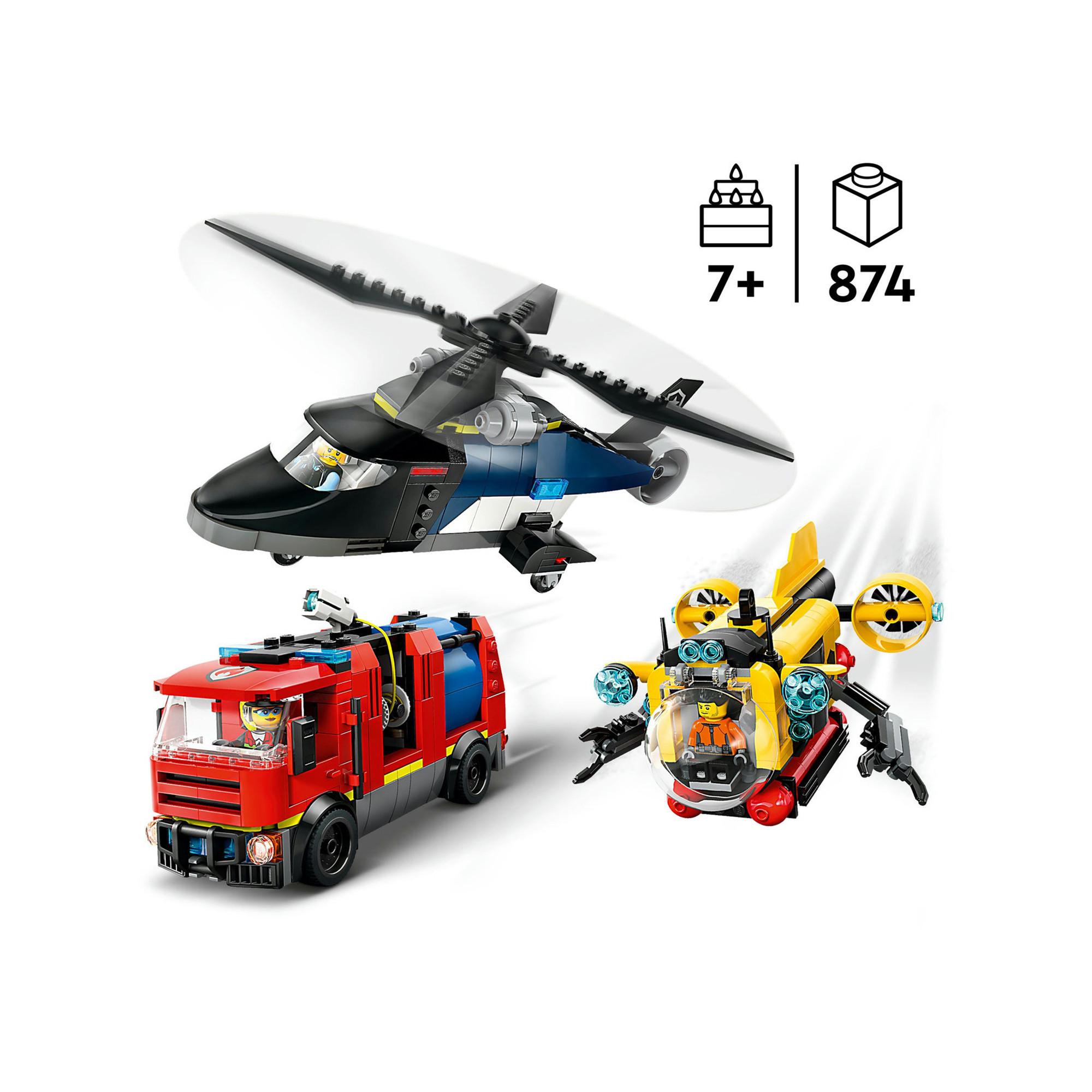 LEGO®  60462 Hélicoptère, camion de pompiers et sous-marin modulable 