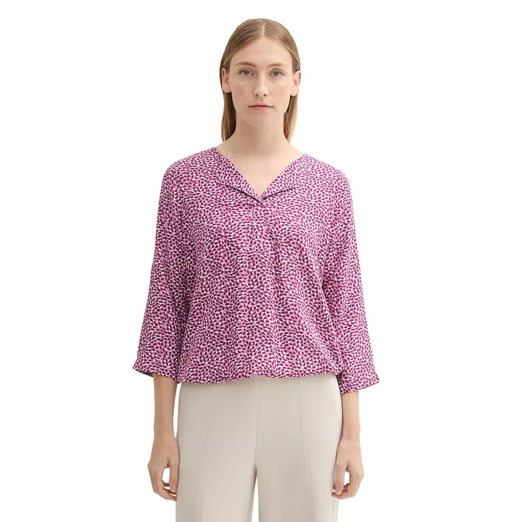 Tom Tailor Chemisier à Manches Longues With Slub Structure 1035247 Midnight Navy Blue 34 Femme 2