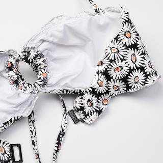 HUGO Top bikini a fascia con scollo all'americana e motivo floreale  