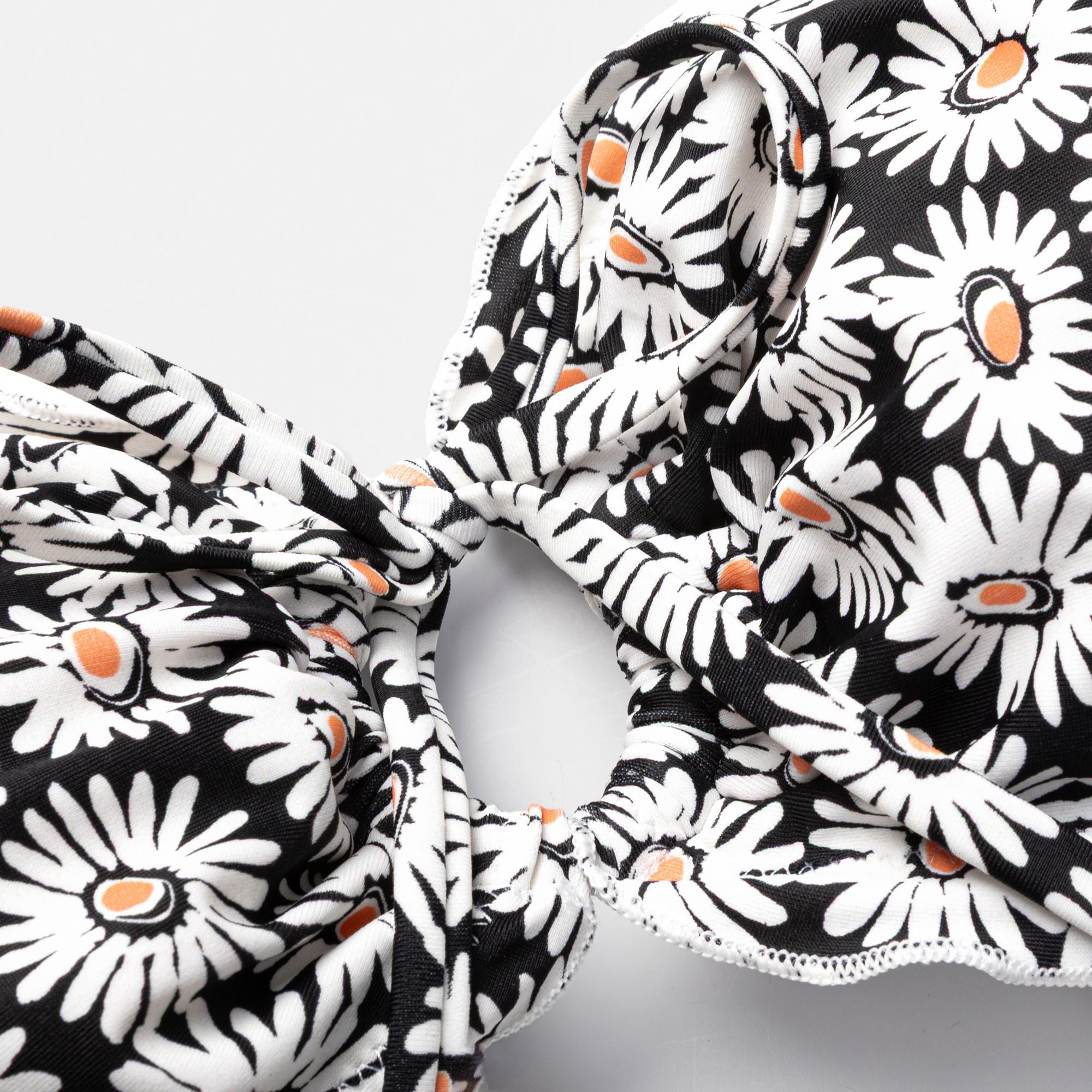 HUGO Top bikini a fascia con scollo all'americana e motivo floreale  