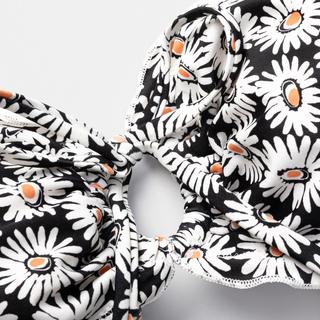 HUGO Top bikini a fascia con scollo all'americana e motivo floreale  