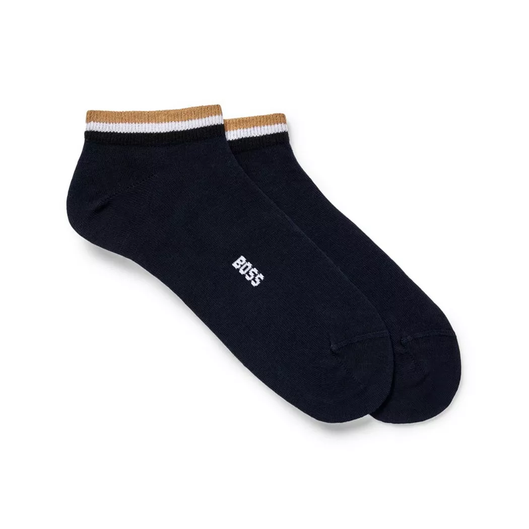 Sneakersocken BOSS "2P AS Uni stripe CC", Herren, Gr. 43-46, dunkelblau 401, Baumwollmischung, Socken Sneakersocken, mit geringeltem Abschluss