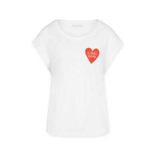Juvia T-shirt stampa grafica con orlo arrotondato  
