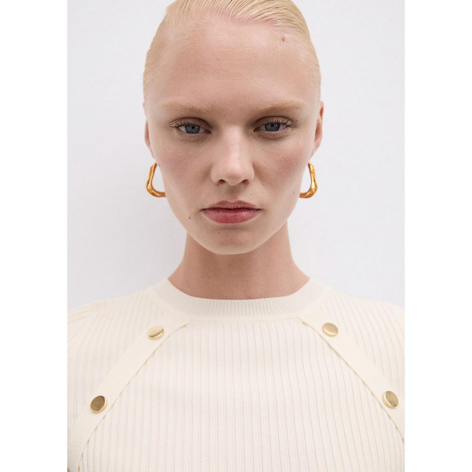 MANGO BACALL Pull-over Tricot Côtelé Manches Courtes  