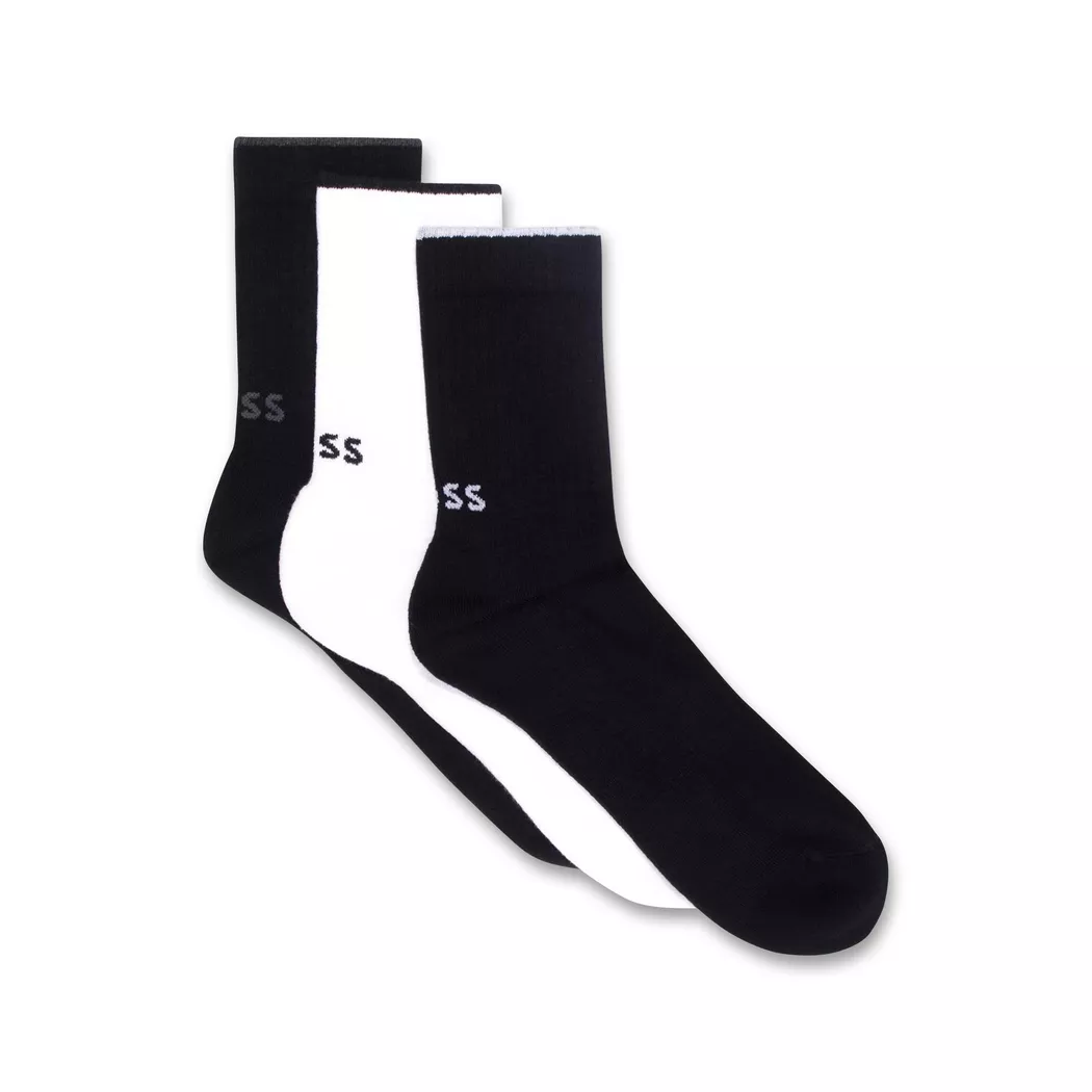 Boss - Triopack, wadenlange Socken, für Herren, Schwarz/Weiss, Größe 39-42