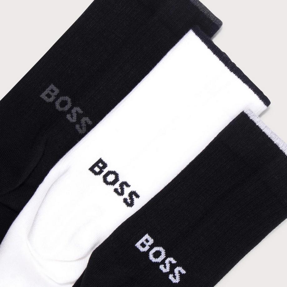 BOSS 3PQS Rib Logo Bamboo Chaussettes Hauteur Mollet  