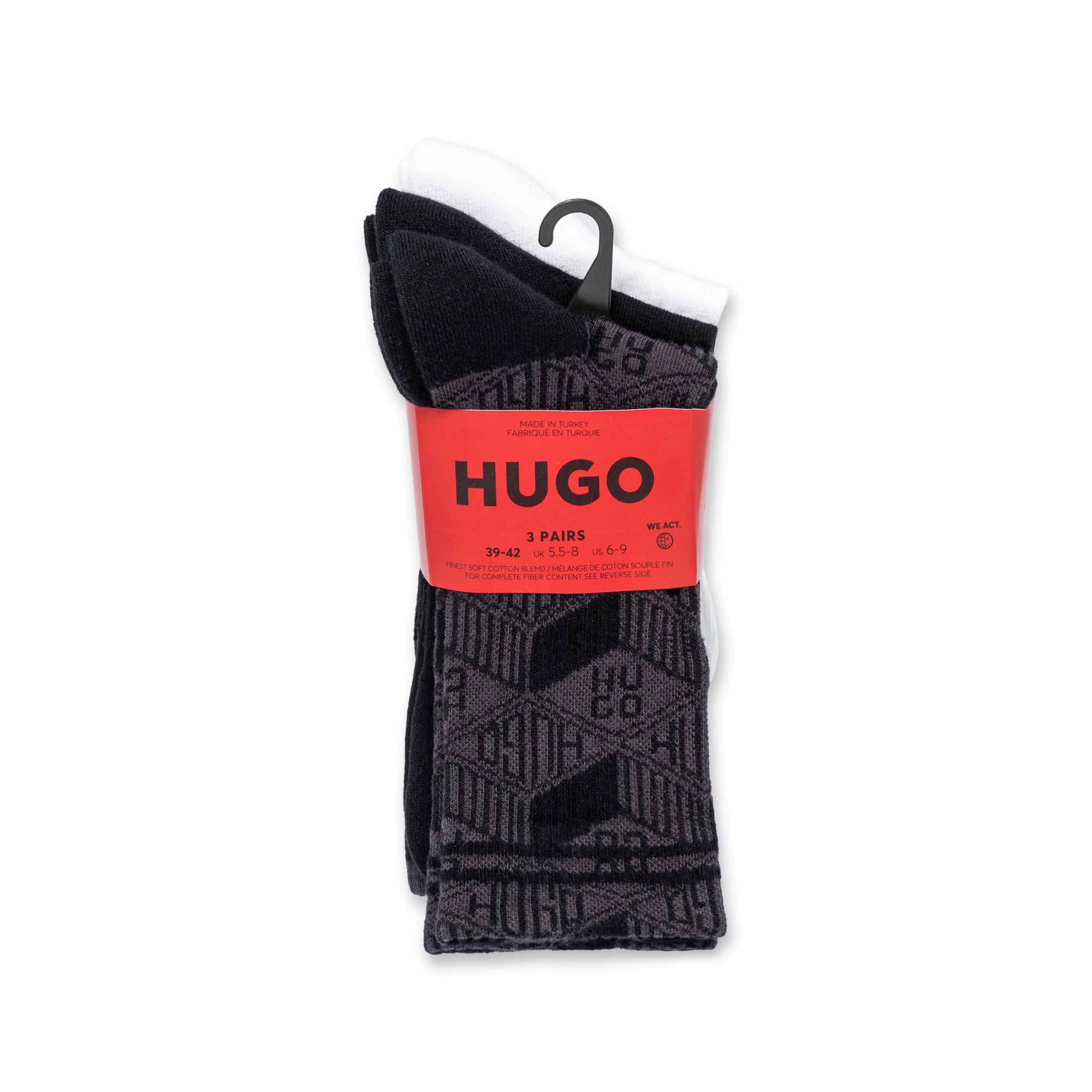 HUGO Triopack Chaussettes Courtes Côtelées  