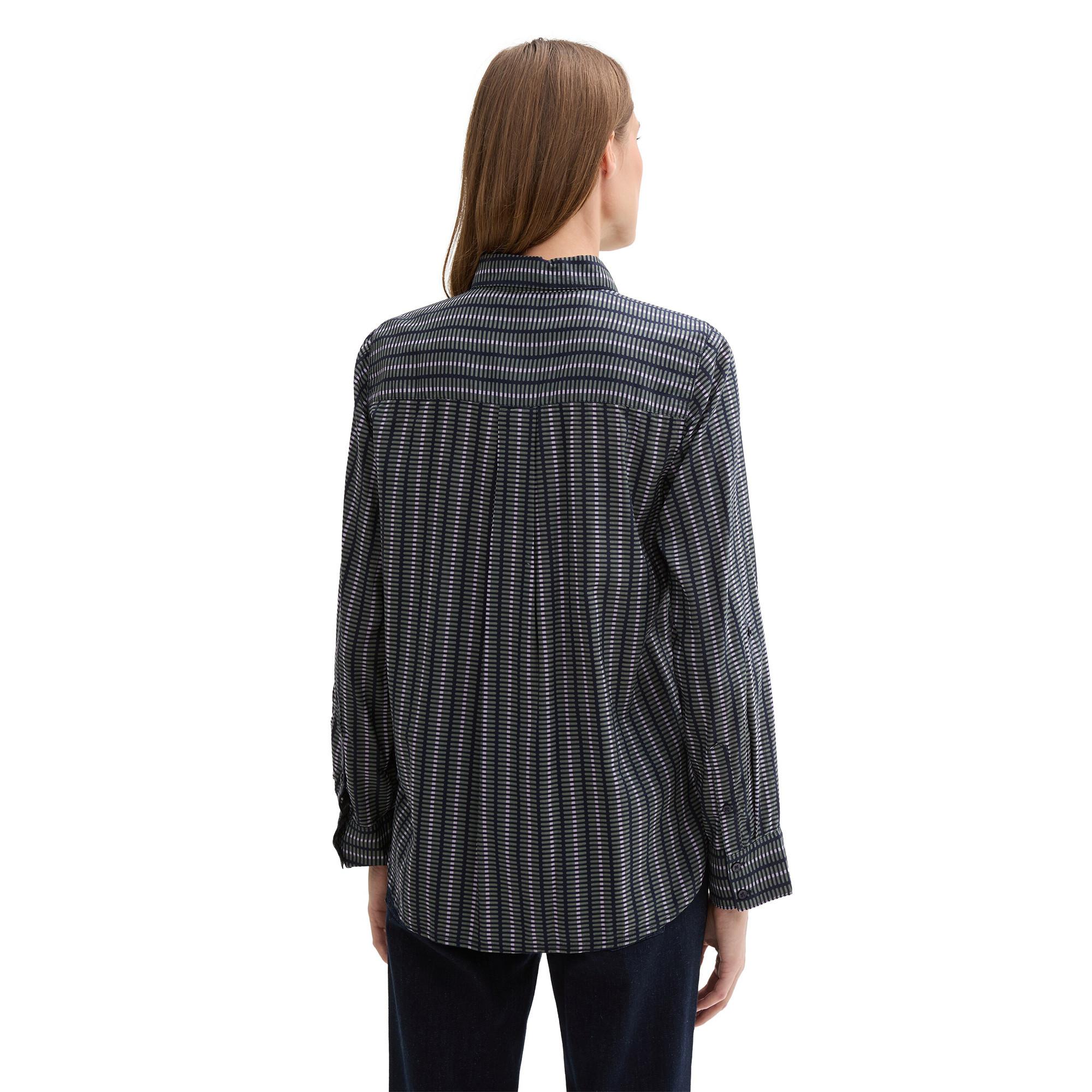 TOM TAILOR Gemusterte Langarmbluse Regular Fit  