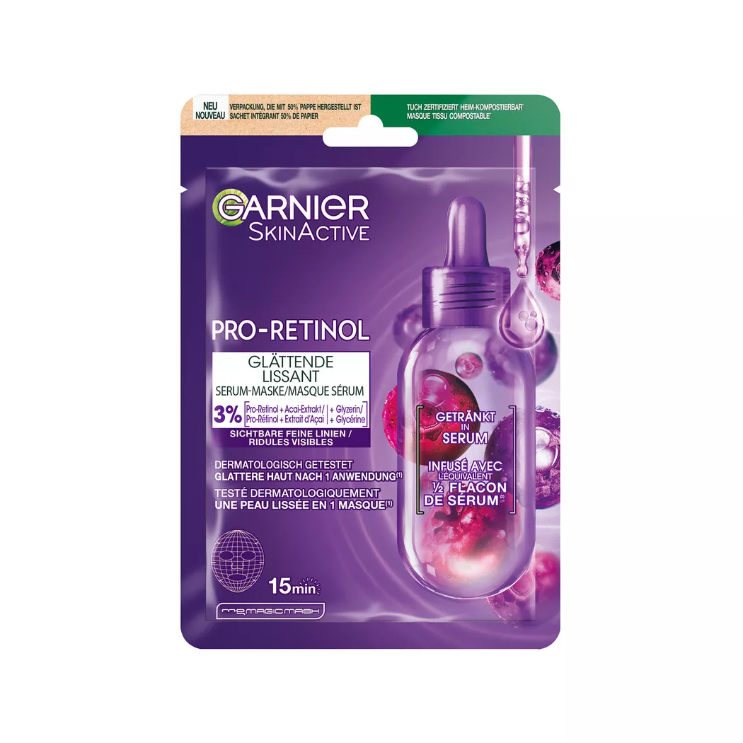 Garnier - Pro-Retinol Glättende Serum-Maske, SkinActive, 1 Stück