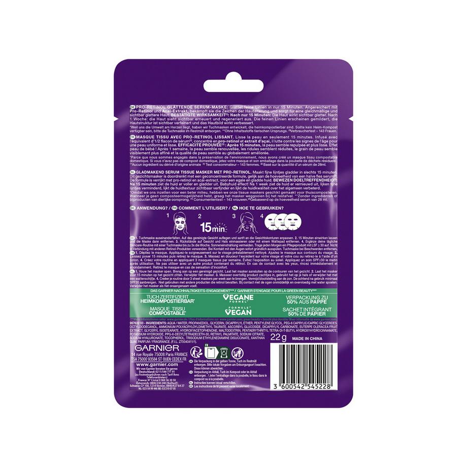 GARNIER SkinActive Pro-Retinol Glättende Serum-Maske 