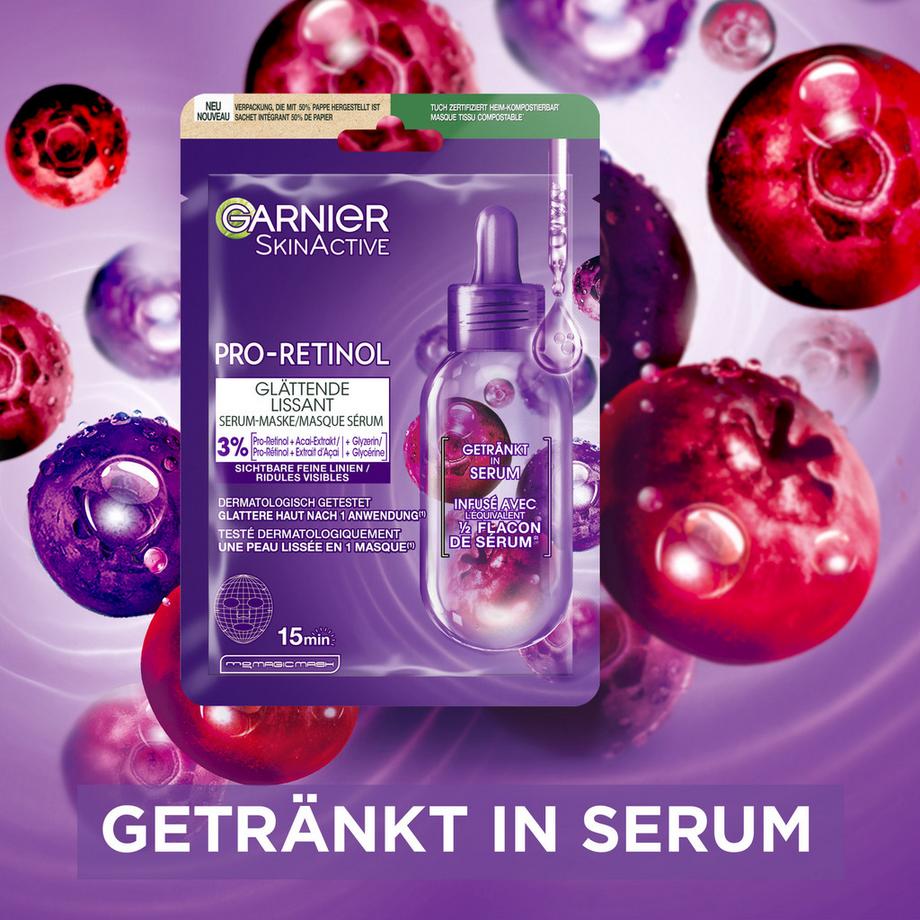 GARNIER SkinActive Pro-Retinol Glättende Serum-Maske 