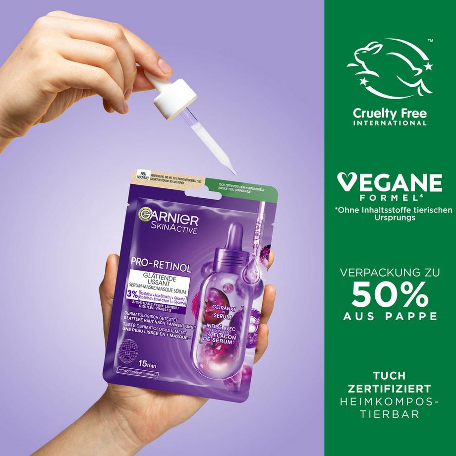 GARNIER SkinActive Pro-Retinol Glättende Serum-Maske 