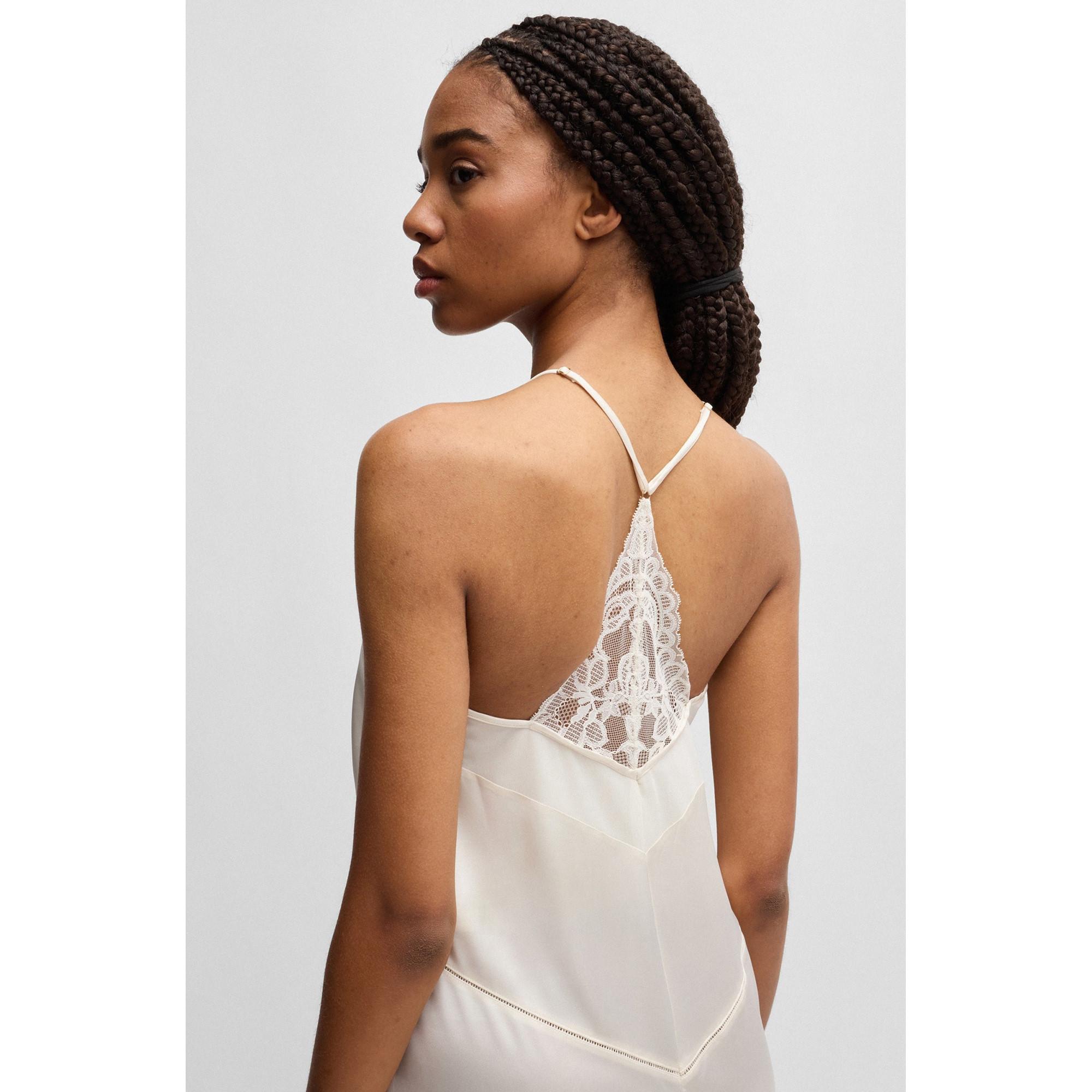 BOSS Infinite Nightie Camicia da notte in raso con pizzo  