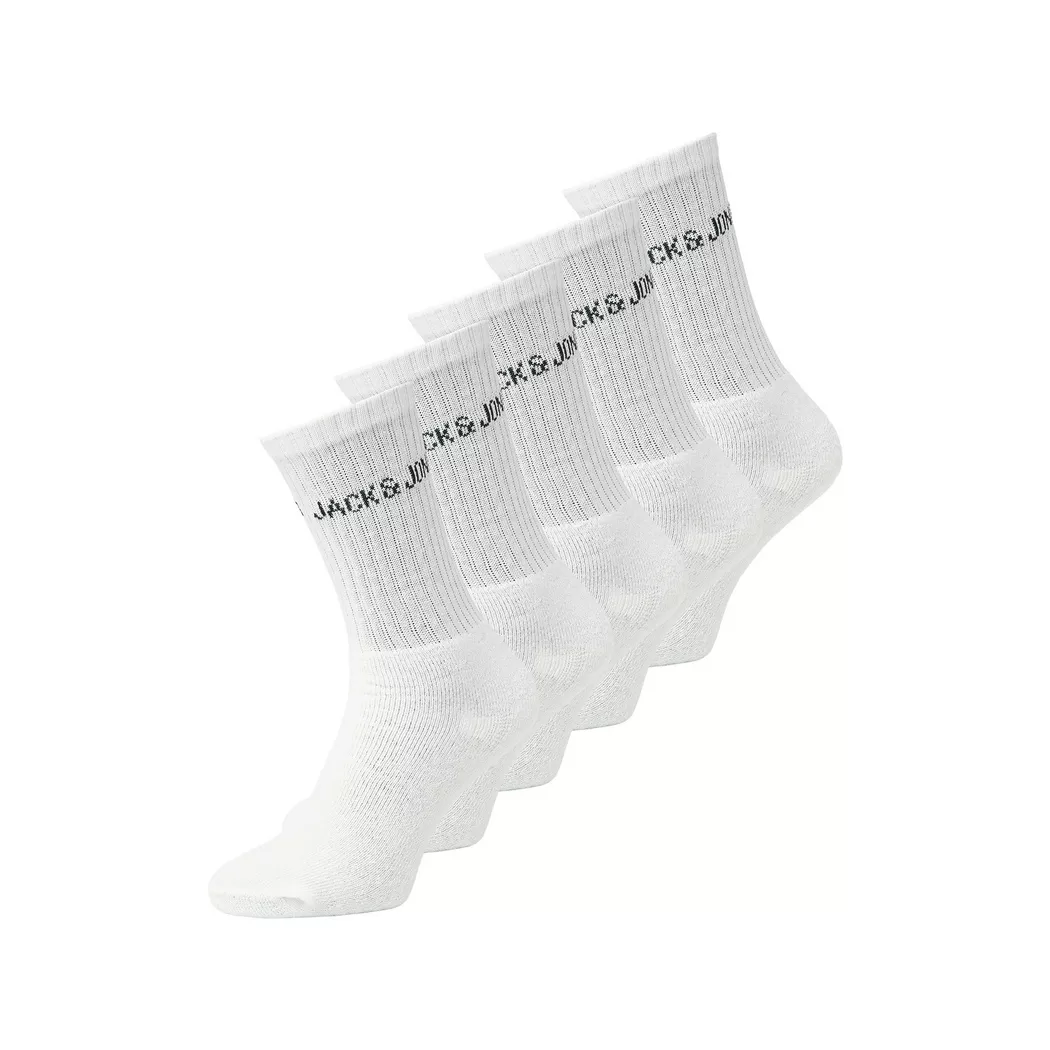 Jack and Jones Junior Regen 5-pack tennissokker, White
