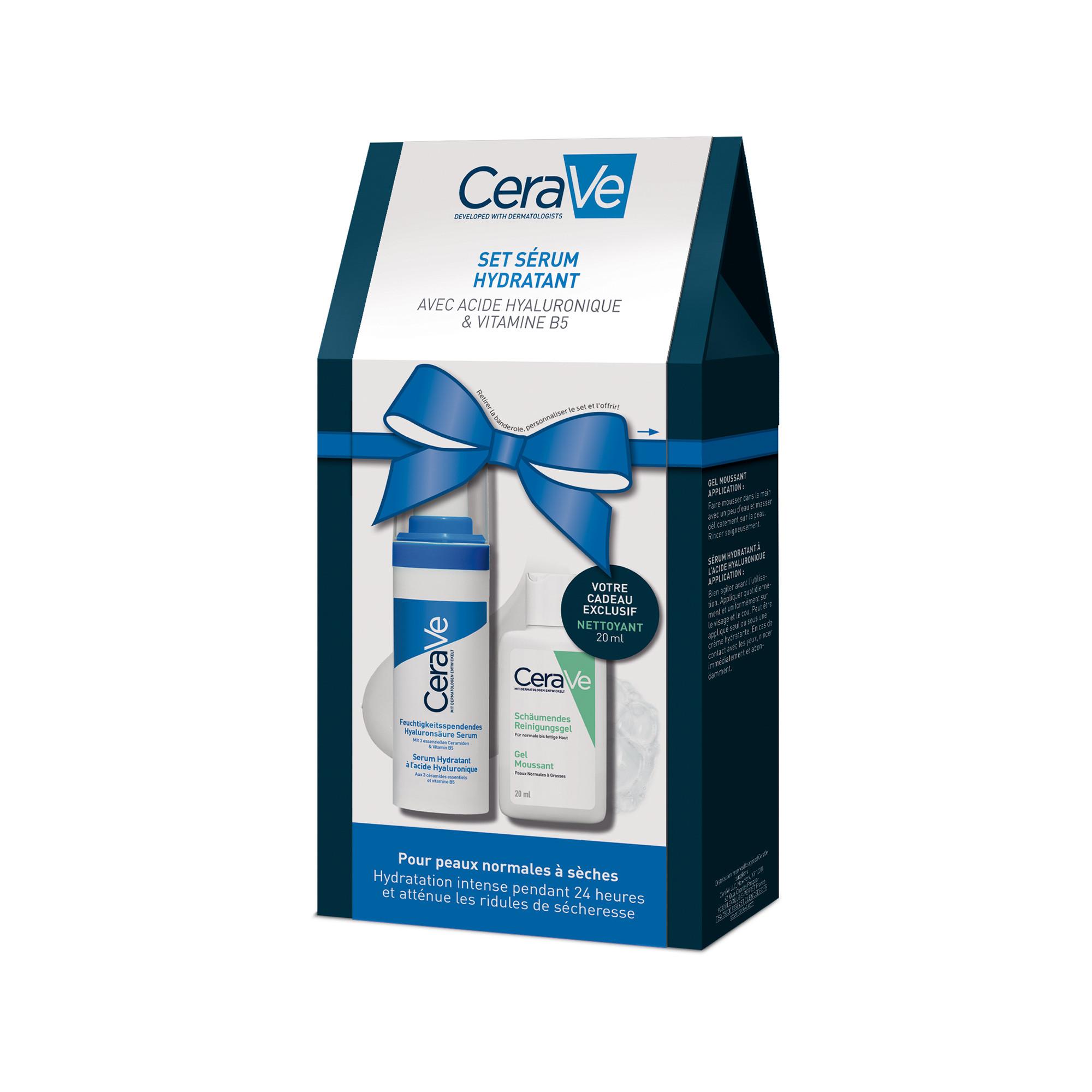 CeraVe Sérum hydratant à l'acide hyaluronique + Gel nettoyant moussant Set de Noël 