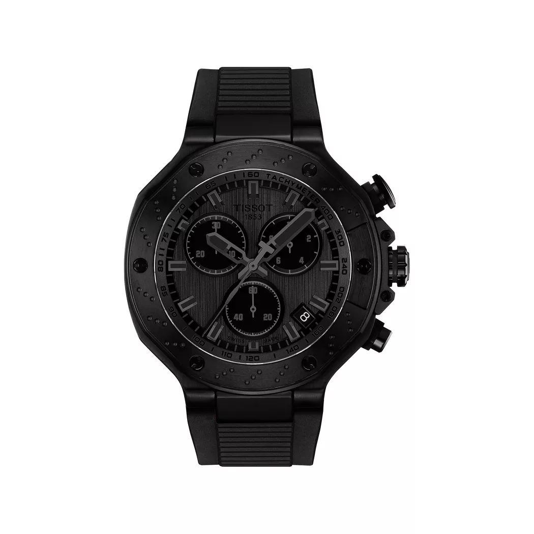 Tissot T-Race Chronograph Black Dial Rubber Strap Men's Watch T141.417.37.051.00 gold  male