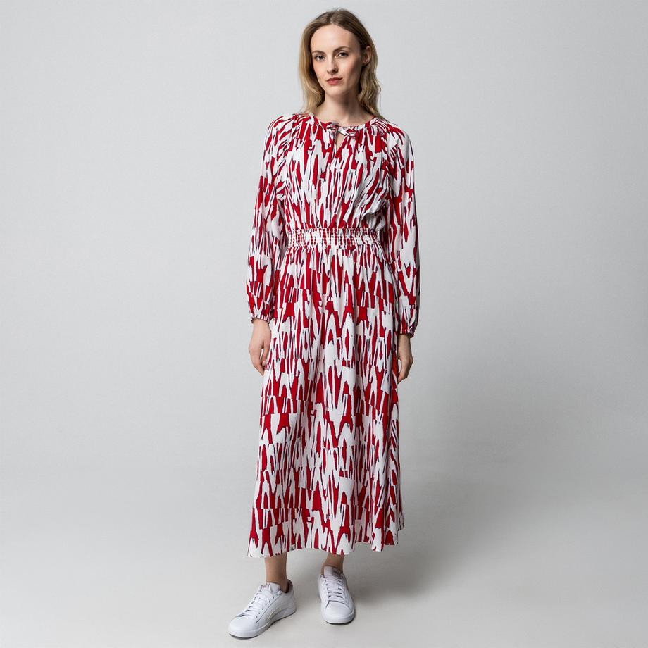 Manor Woman Robe Midi Col V Manches Longues  