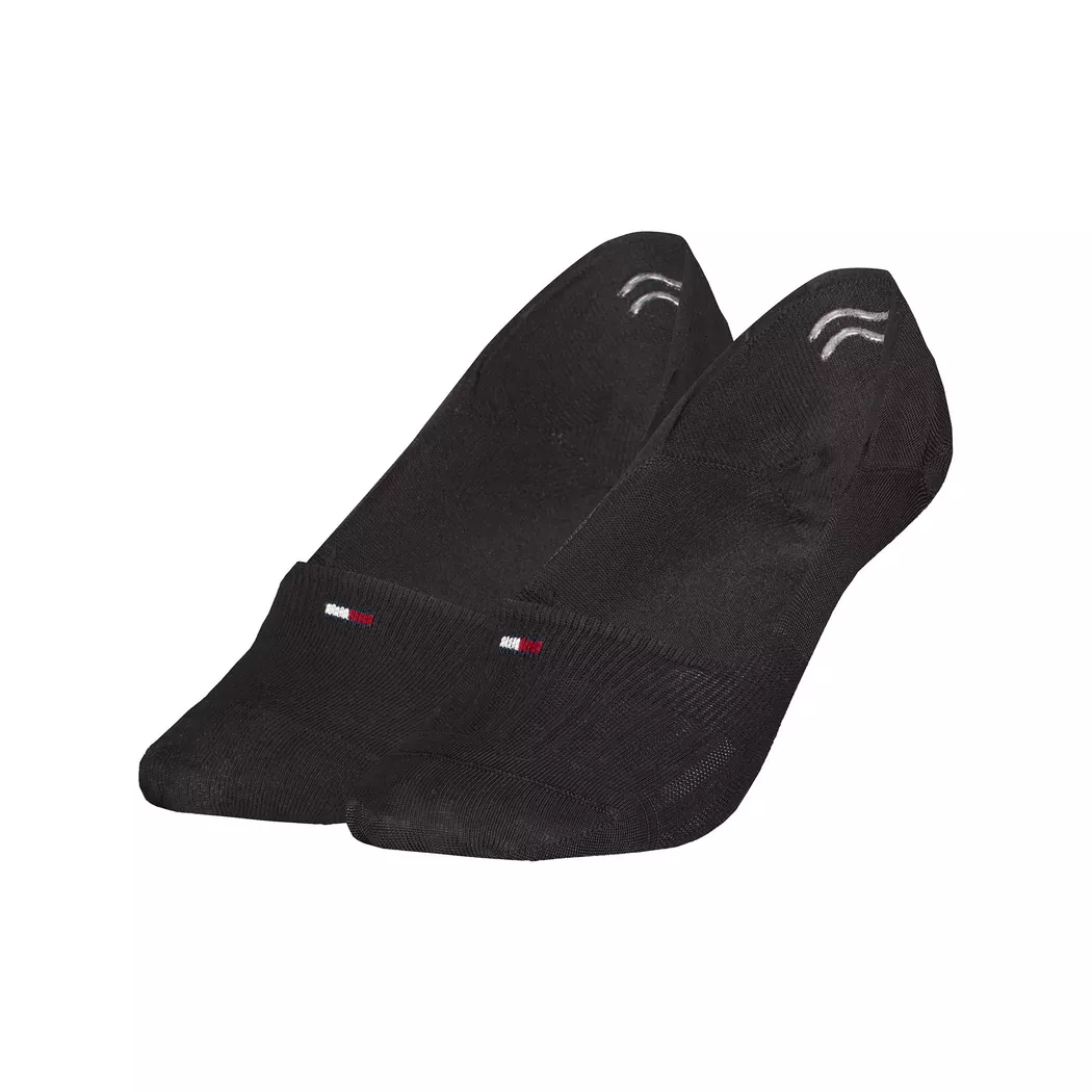 Füßlinge TOMMY HILFIGER "TH WOMEN FOOTIE 2P", Damen, Gr. 35-38, schwarz, Baumwollmischung, normal, Socken, mit Logostickerei 3