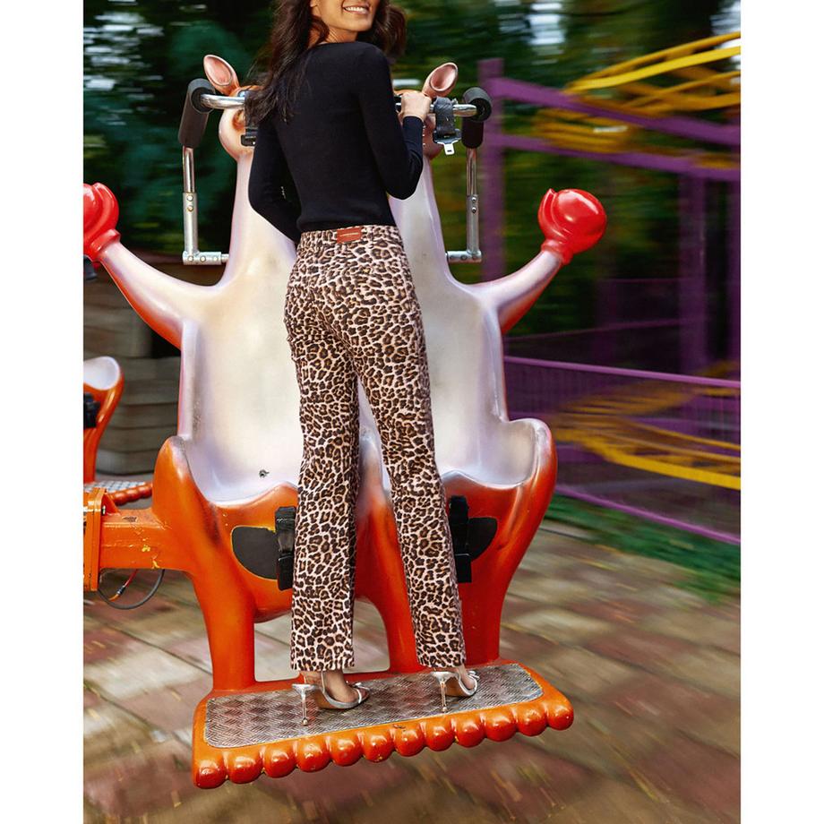 La Petite Etoile Pantalon Léopard Imprimé Coupe Droite Évasé  