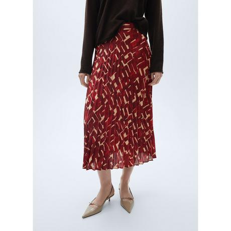 MANGO GUILLEM Bedruckter Plissierter Midirock  