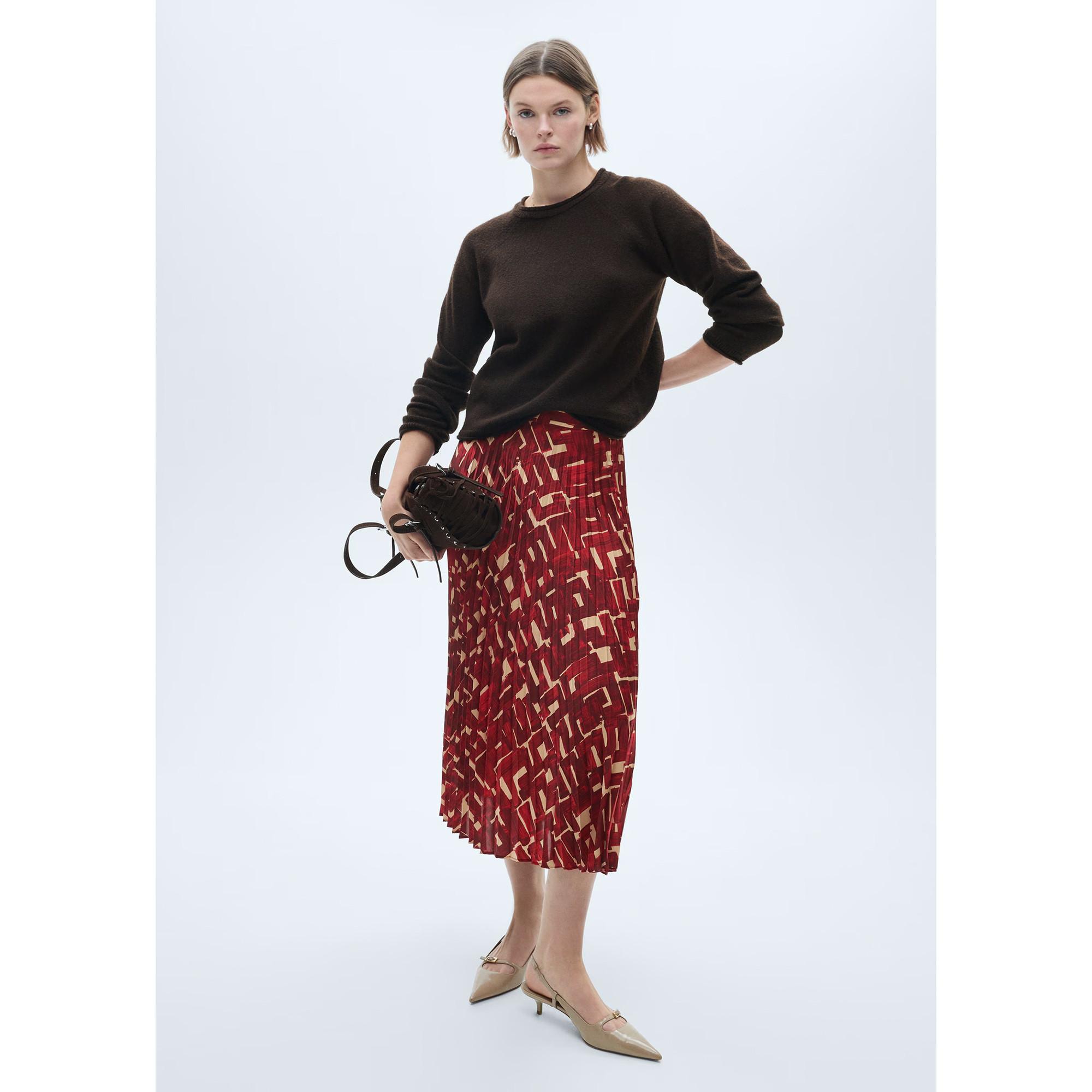 MANGO GUILLEM Gonna Midi Plissettata Stampata  