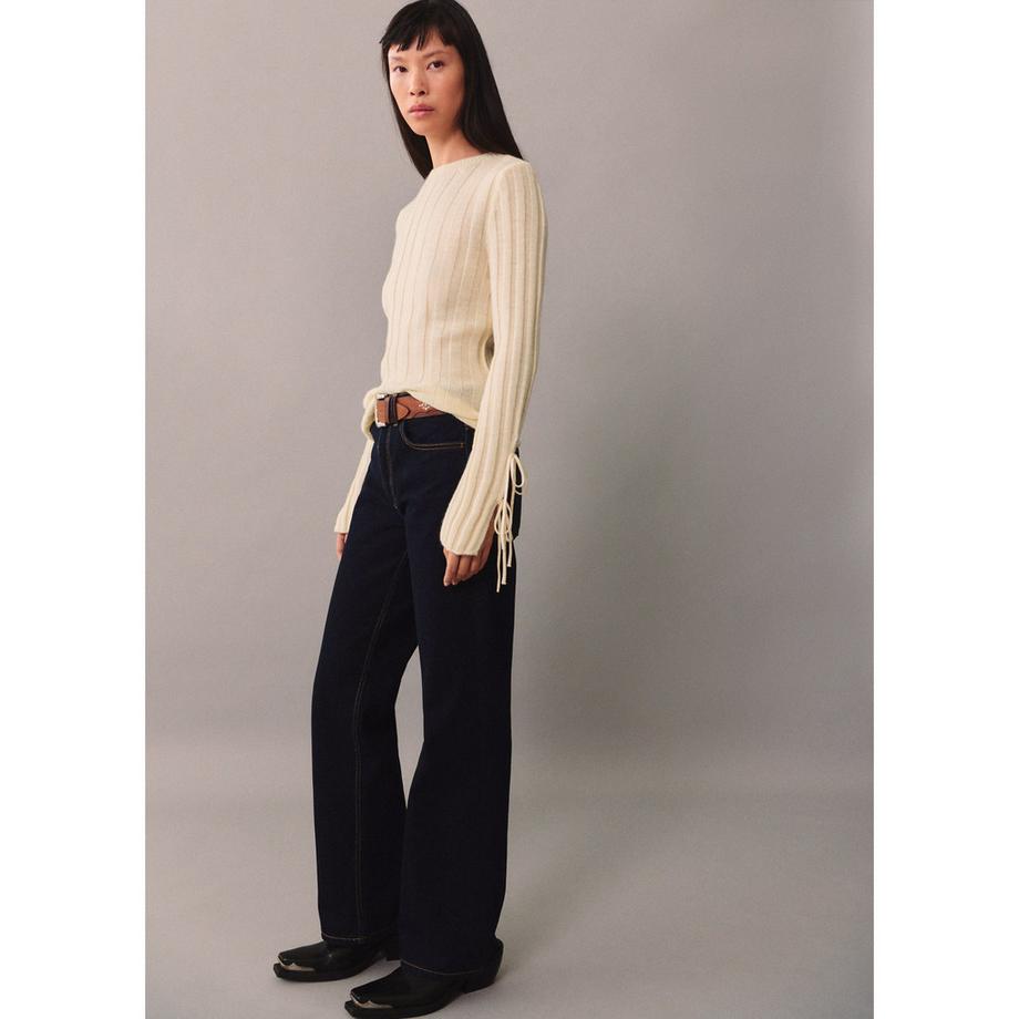 MANGO Coquette Maglione a coste con maniche a fiocco  