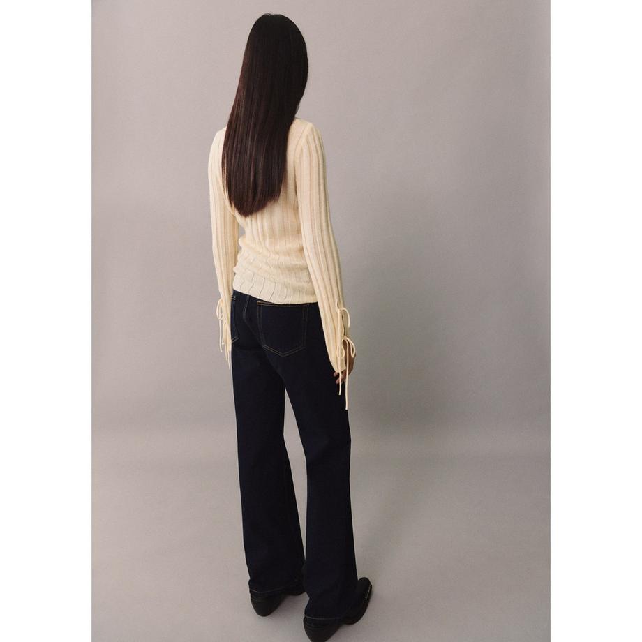 MANGO Coquette Maglione a coste con maniche a fiocco  