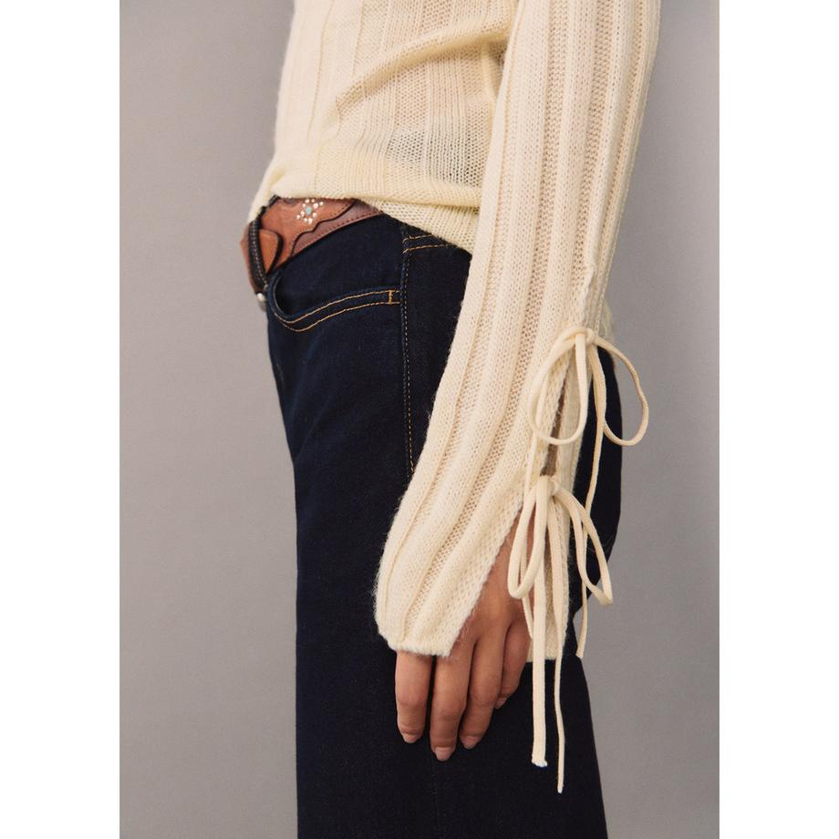 MANGO Coquette Maglione a coste con maniche a fiocco  