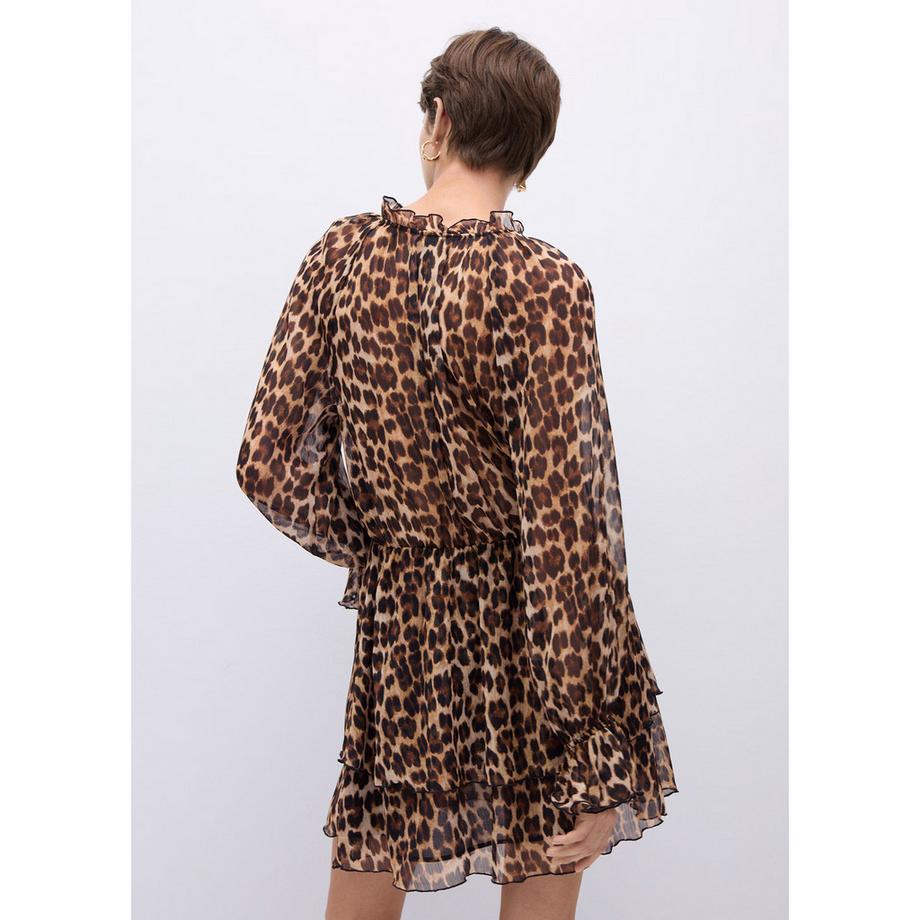 MANGO Garden Vestito Mini Stampa Leopardata  