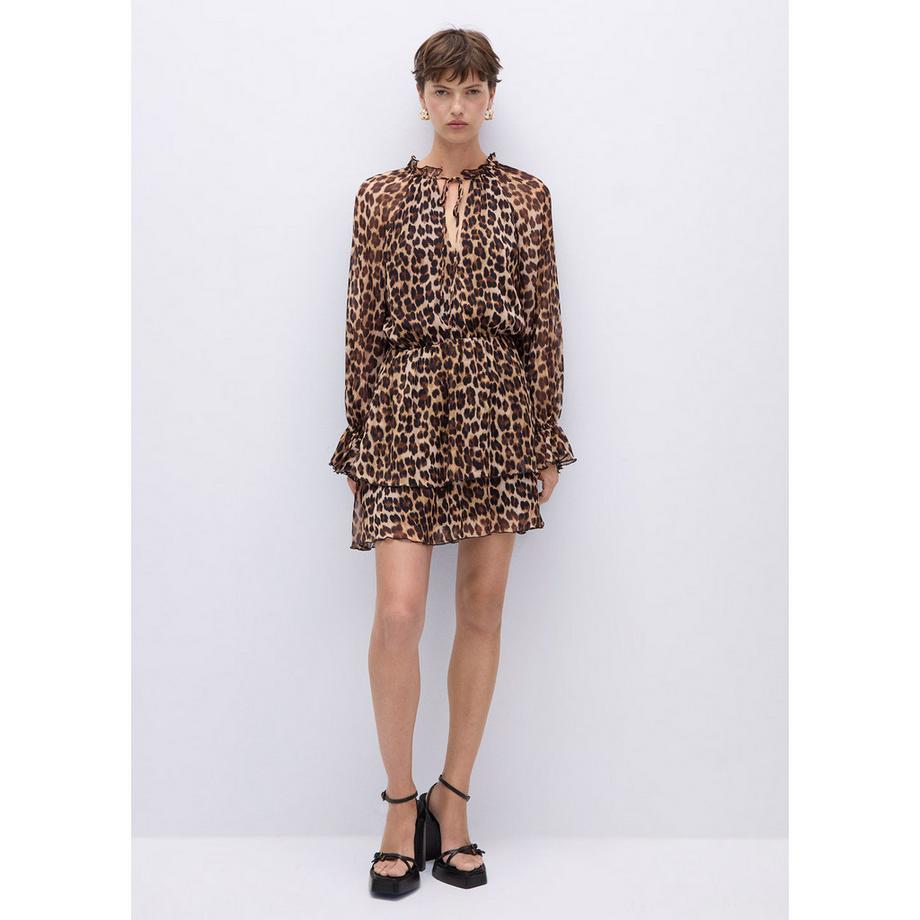 MANGO Garden Vestito Mini Stampa Leopardata  