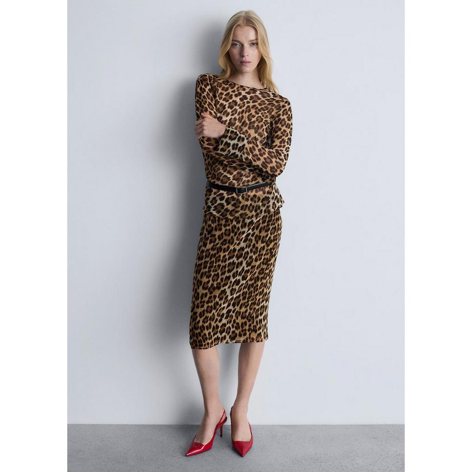 MANGO Stark Gonna Midi Stampa Leopardata  