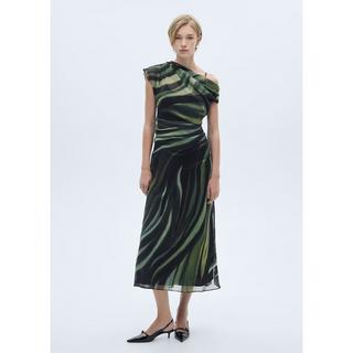 MANGO Donny Asymmetrisches Off Shoulder Midikleid  