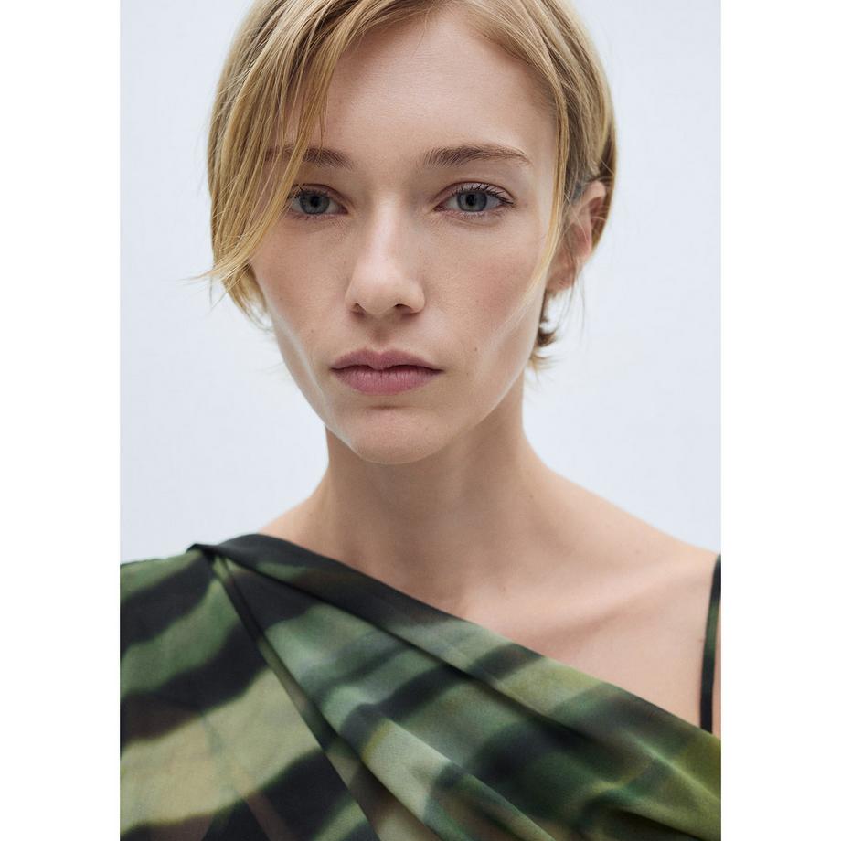 MANGO Donny Robe Midi Asymétrique Épaules Dénudées  