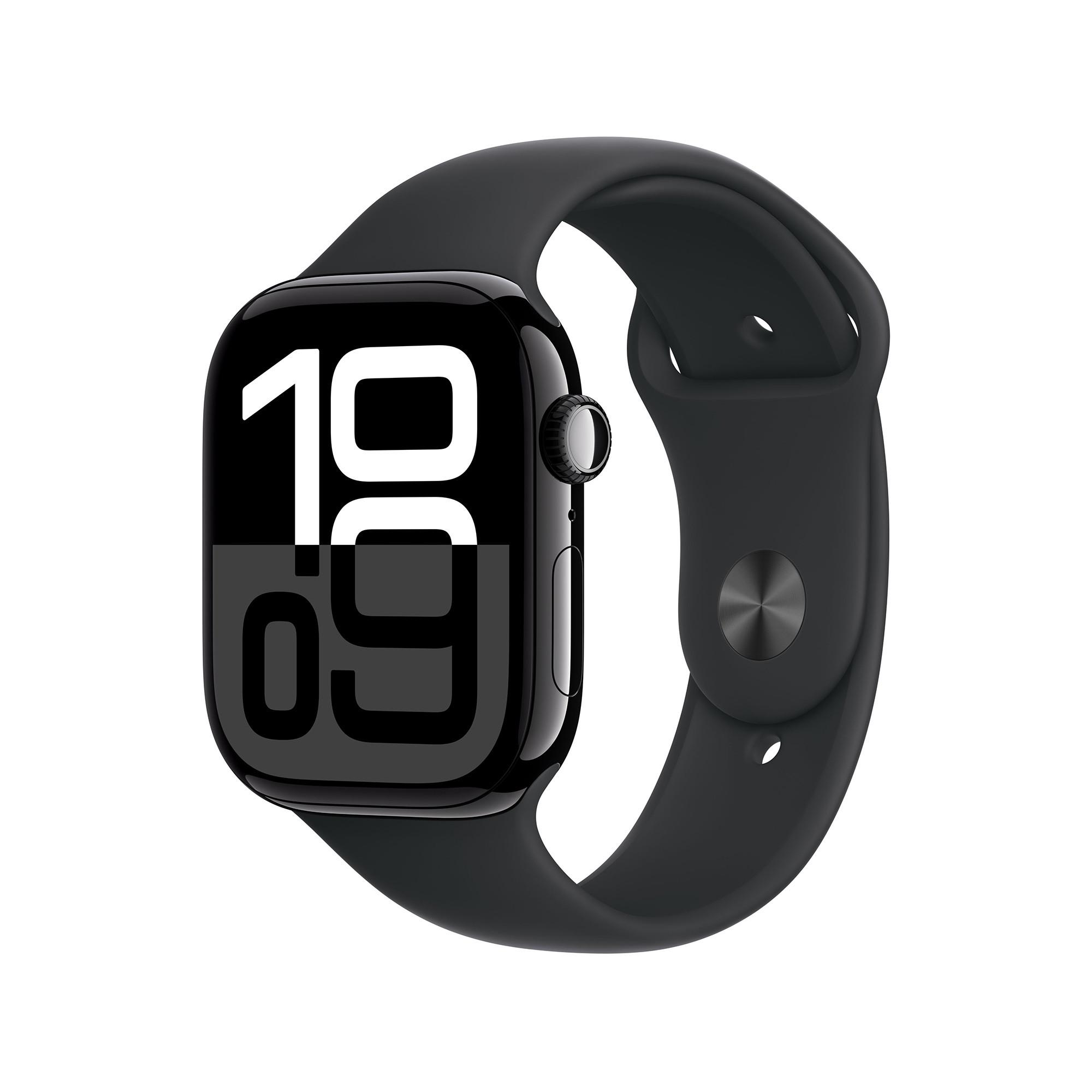 Apple AW S 10 GPS 46mm Jet Black Alu Case with Black Sport Band - S/M Smartwatch 