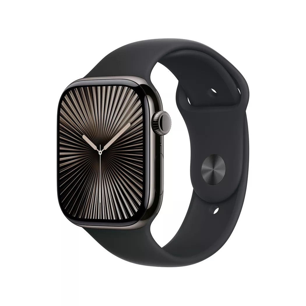 Apple - Smartwatch, AW S 10 GPS + Cell 46mm Slate Titanium Case with Black Sport Band - M/L, 46mm, Schiefergrau
