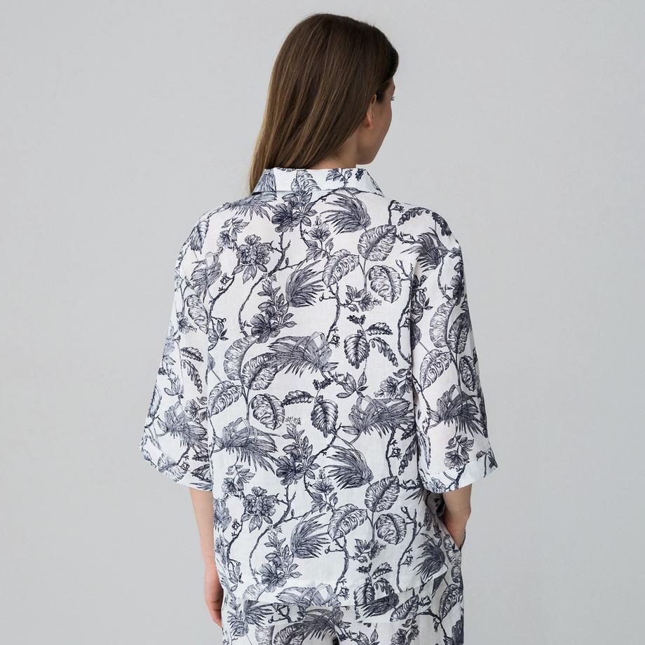 Manor Woman Camicetta di lino stampa all-over  