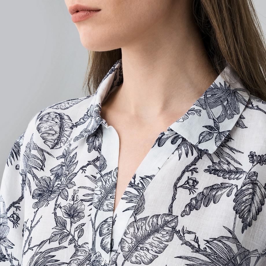 Manor Woman Camicetta di lino stampa all-over  