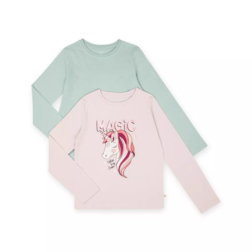 Manor Kids - Duopack, T-Shirts, langarm, 134, Lila