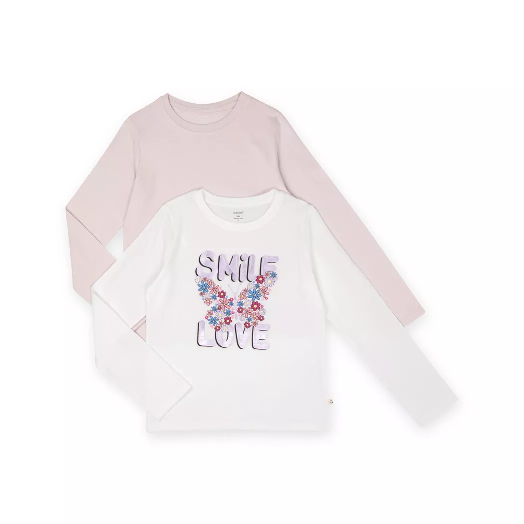 Manor Kids - Duopack, T-Shirts, langarm, 146-152, Weiss