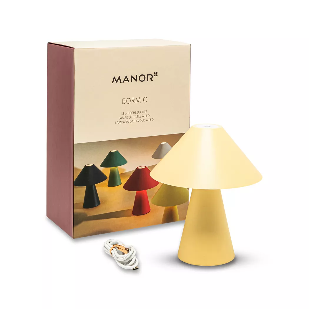 Manor – LED Tischleuchte, H17.5CM,Ø15CM, Gelb