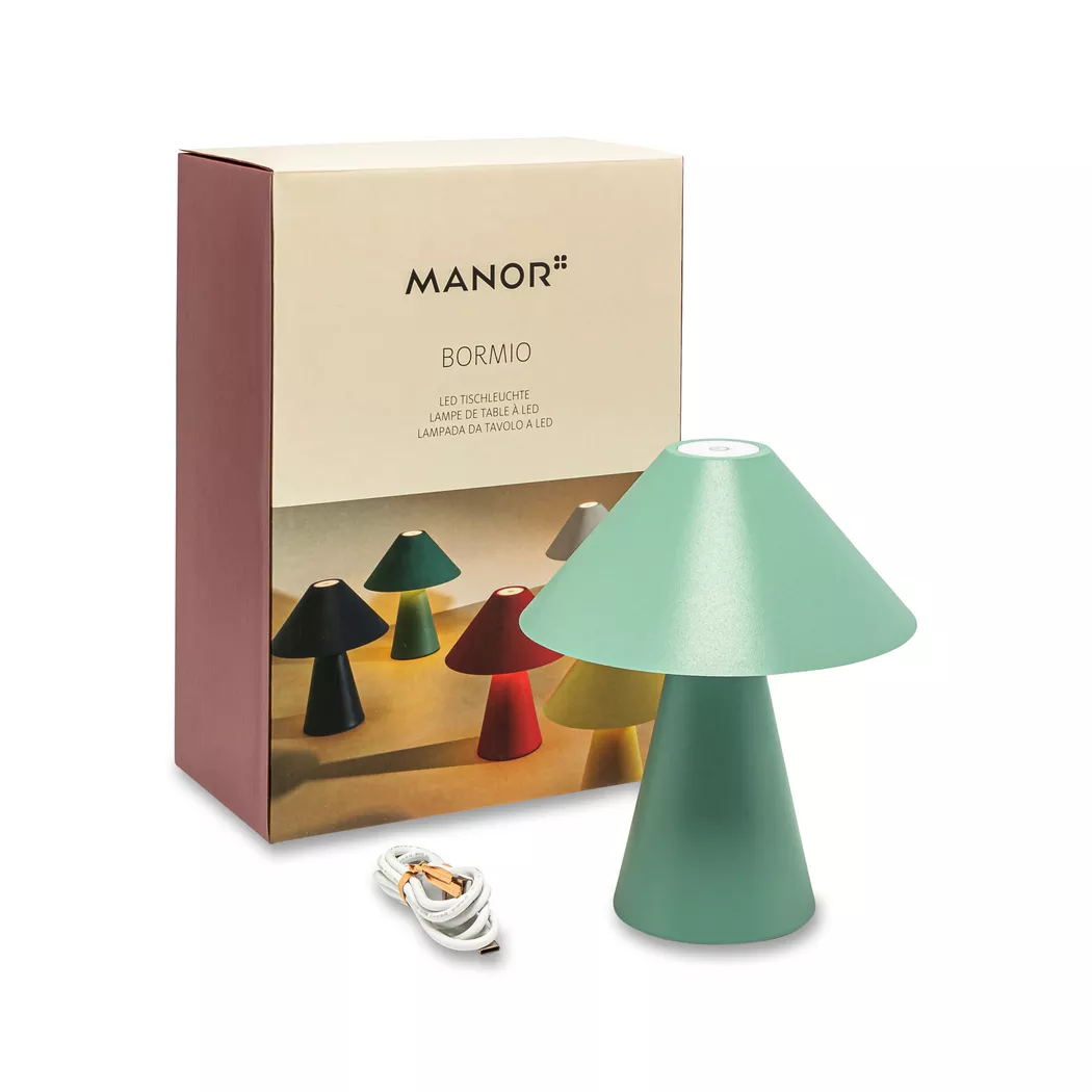 Manor – LED Tischleuchte, H17.5CM,Ø15CM, Pastellgrün