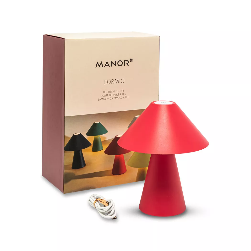 Manor – LED Tischleuchte, H17.5CM,Ø15CM, Rot