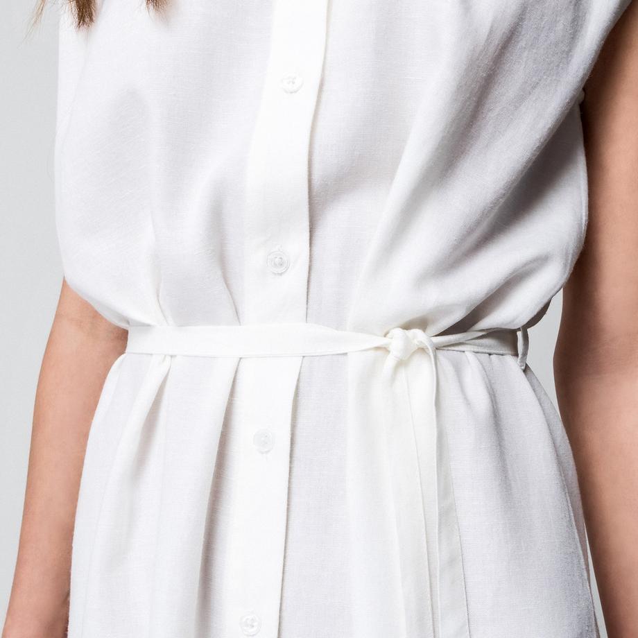 Manor Woman Robe Chemise Sans Manches avec Ceinture  