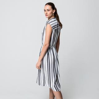 Manor Woman Abito Midi Svasato A Righe Senza Maniche  