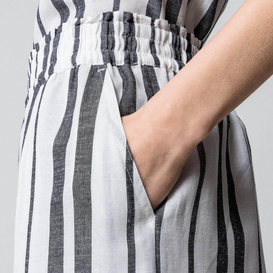 Manor Woman Leinen Gestreifte Regular Fit Shorts  