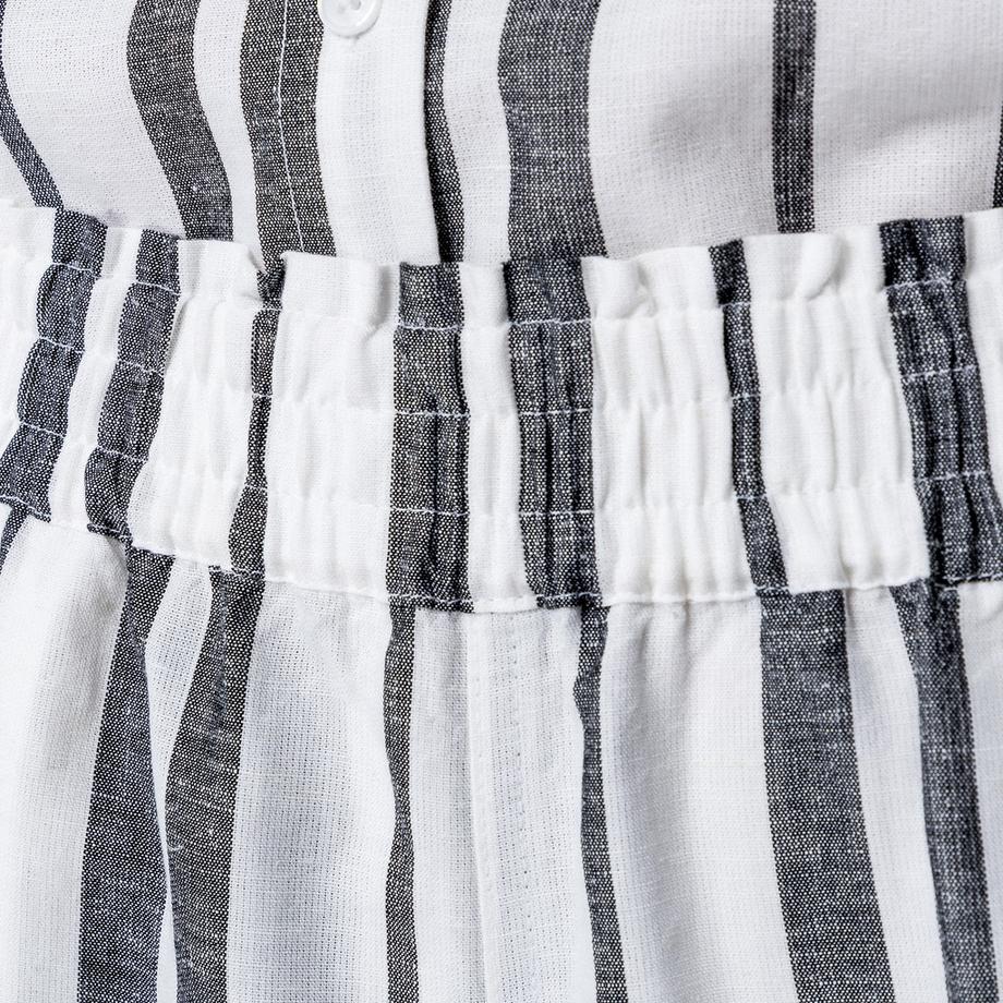 Manor Woman Leinen Gestreifte Regular Fit Shorts  